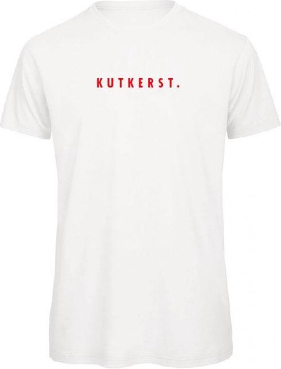Kerst t-shirt wit L - Kutkerst - rood glitter -   | Kerst t-shirt   | kerst shirts volwassenen | kerst t-shirt volwassenen | Kerst outfit | Foute kerst shirts